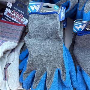 Gray and Blue Work Gloves